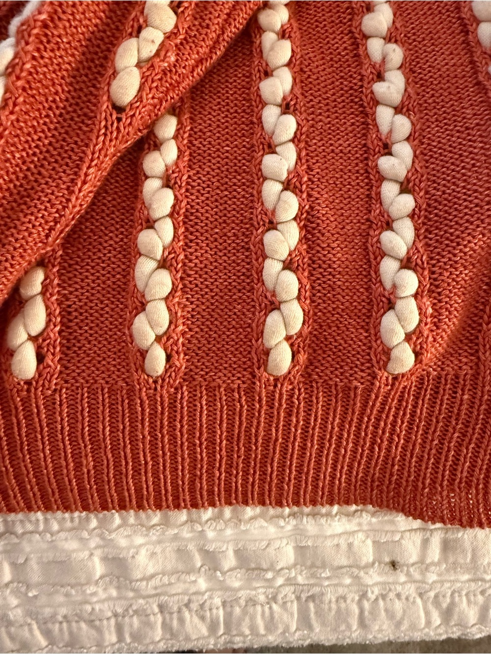 Jason Wu Orange/rust colored Sweater with Cream Knit Stripes - Picture 2 of 5